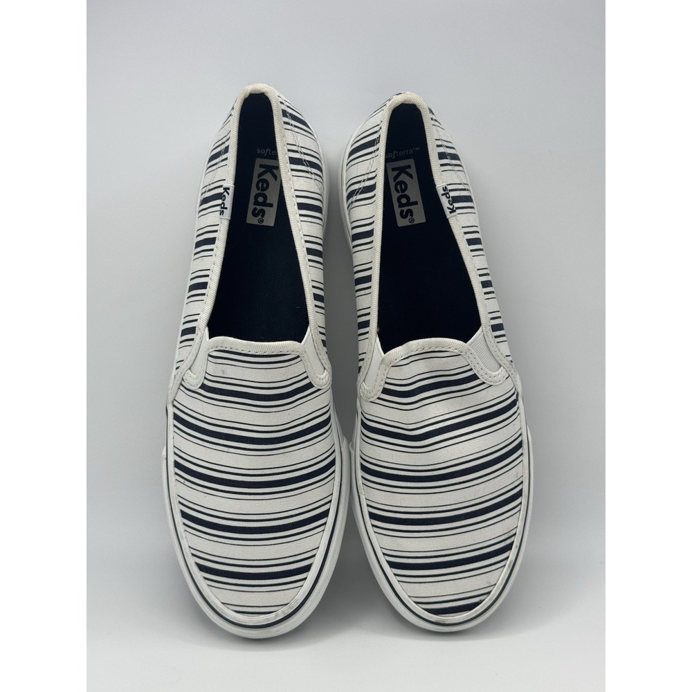 Keds Women's Double Decker White/ Navy Stripe Casual Slip On Shoes Sz 8.5 - Picture 7 of 11